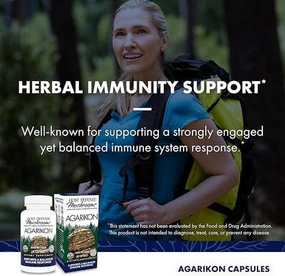 Host Defense Agarikon Capsules - Immune System Support Supplement - Mushroom Supplement to Aid Immune Functions & Cell Strength - Herbal Dietary Supplement - 60 Capsules (60 Servings)*