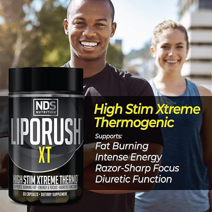 NDS Nutrition Maximum Strength Weight Loss - Decrease Appetite and Energy Booster - Glutamine, L-Carnitine, and CLA (LipoRush XT 60 Capsules, Censor 90 Softgels, and Slim-Tox 90 Capsules)