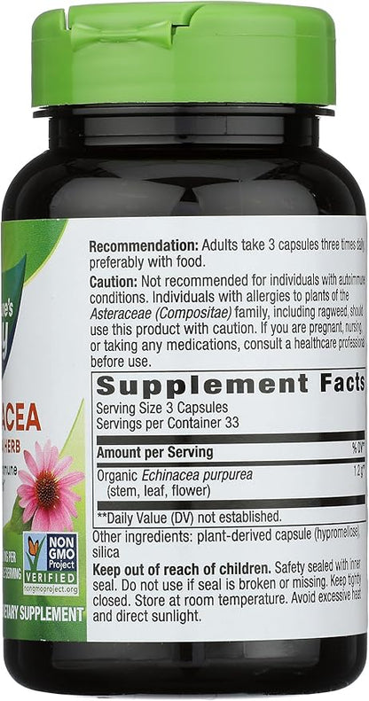 Nature's Way Echinacea Purpurea Herb, 1,200 Mg Per Serving, 100 Count