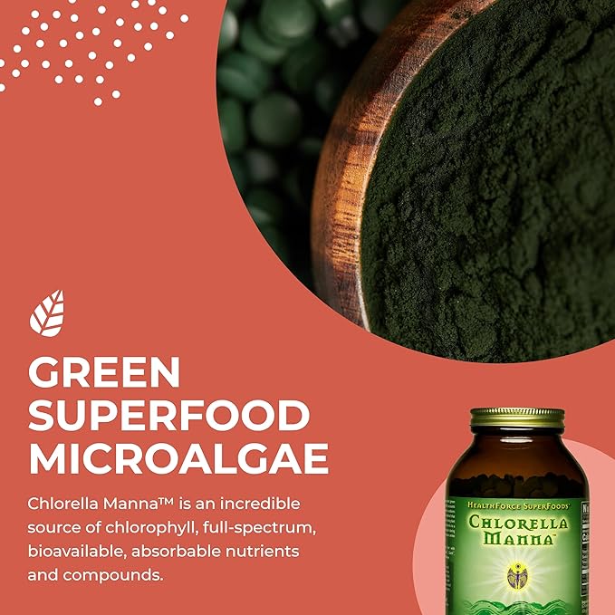 HealthForce SuperFoods Chlorella Manna - Tablets - 1200 Vegan Tablets