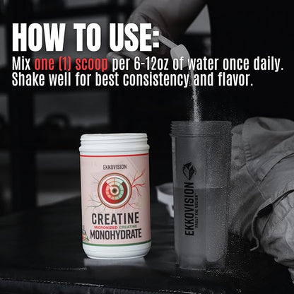 Creatine Monohydrate Powder, Micronized, Unflavored, Pre Workout & Post Workout Supplement for Men and Women, Energy Support, Easy to Mix in Shakes, Smoothies & Beverages, 100 Servings