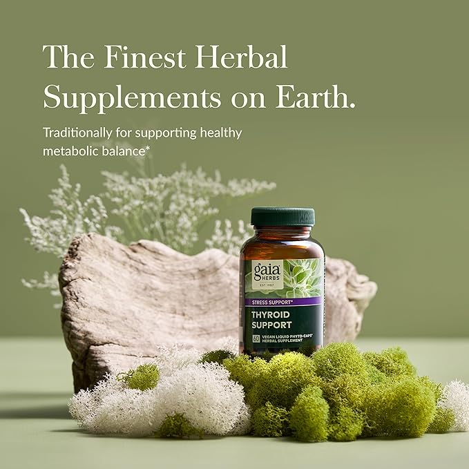 Gaia Herbs Thyroid Support - Made with Ashwagandha, Kelp, Brown Seaweed, and Schisandra to Support Healthy Metabolic Balance and Overall Well-Being - 60 Vegan Liquid Phyto-Capsules (20-Day Supply)