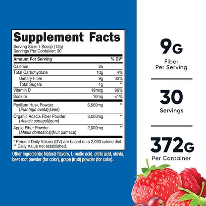 Nutricost Soluble Fiber (Berry Flavored) 30 Servings - Vegan, Non-GMO, Gluten Free