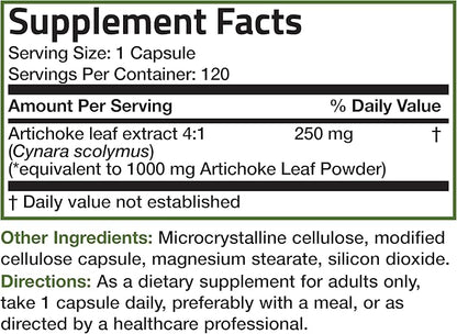 Bronson Artichoke Leaf Extract Extra Strength Supports Healthy Digestion Healthy Liver Function, Non-GMO, 120 Vegetarian Capsules