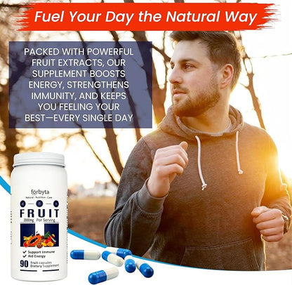 Fruits Supplement – Whole Food-Based Fruit Blend Capsules – Natural Antioxidant Support – Rich in Essential Vitamins – Non-GMO, Gluten-Free – 90 Capsules
