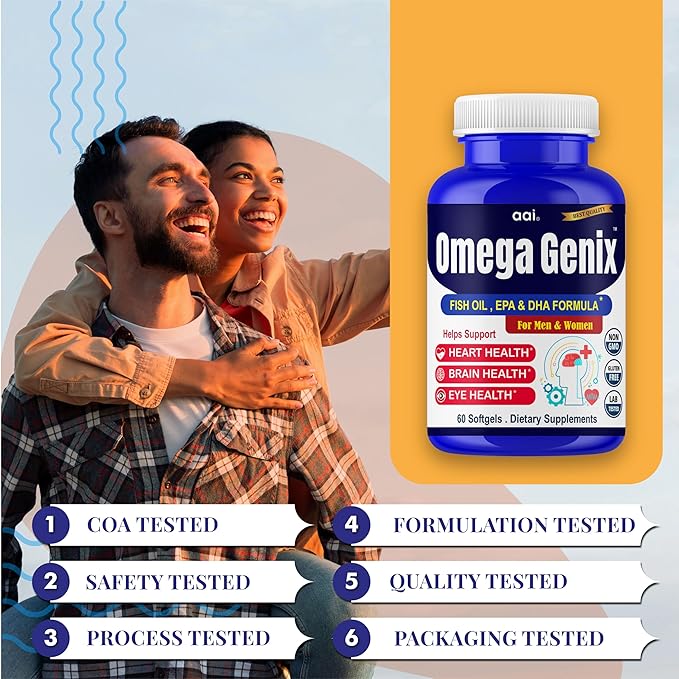 Aai Brand Omega 3 Fish Oil Supplements for Women and Men - Triple Omega 3-6-9 Formula Support Brain Health, Memory, Focus, Bone Strength & Joint Health - 60 Softgels