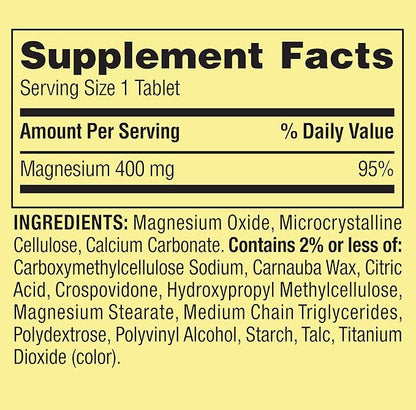 Magnesium 400 MG, Extra Strength, Magnesium Oxide 400MG, Tablets Dietary Supplement, 250 Count + Portable Pill Container (2 Items)