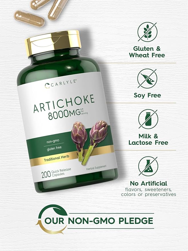 Carlyle Artichoke Leaf Extract 8000mg | 200 Capsules | Non-GMO & Gluten Free Herbal Supplement