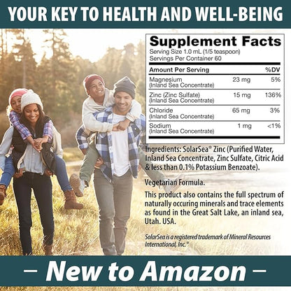 Anderson Ionic Zinc Complex, Liquid Drops for Immune Support, 15mg Zinc Sulfate per Serving, Balanced Trace Mineral Dietary Supplement for Women, Men, 60 Servings, 2oz Bottle
