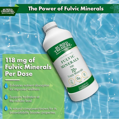 Buried Treasure Liquid Advantage FULVIC MINERALS Pure 70+ Trace Minerals 33 oz Dietary Supplement