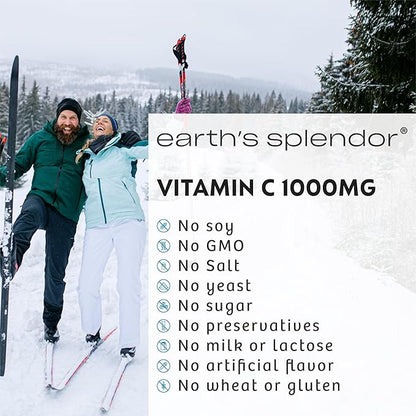 Earth's Splendor Vitamin C 1000 mg Dietary Supplement for Men & Women, Immune Support, Supports Antioxidant Health (100 Caplets, 3+ Month Supply Per Bottle) - 2 Pack