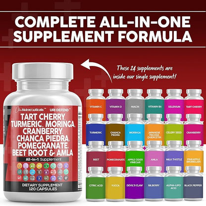 Clean Nutraceuticals Tart Cherry Extract Capsules with Turmeric Moringa Cranberry Chanca Piedra Celery Quercetin ACV Pomegranate L Selenomethionine - 5pack