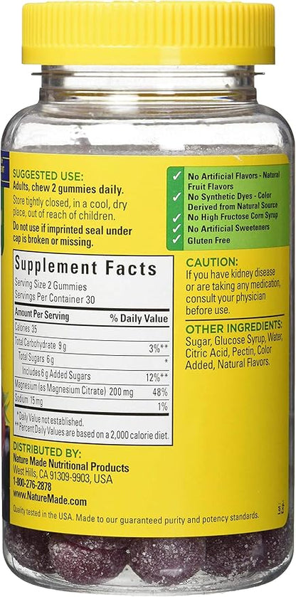 Nature Made High Absorption Magnesium Citrate 200mg Gummies, 60 Count, Mixed Berry, 60 Count (Pack of 12)