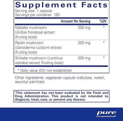 Pure Encapsulations M/R/S Mushroom Formula | Hypoallergenic Supplement Promotes Immune Health and Provides Broad-Spectrum Physiological Support | 120 Capsules