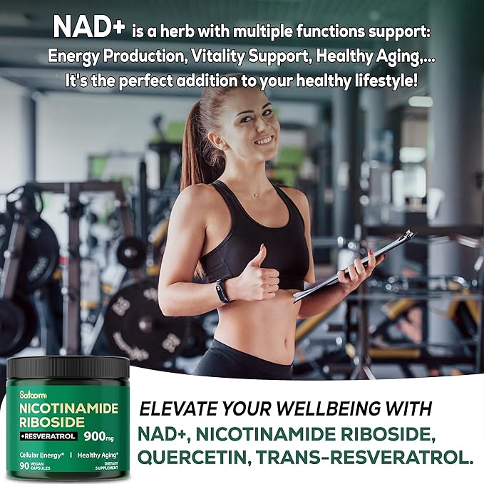 Satoomi NAD+ Supplement with Liposomal Nicotinamide Riboside 900 mg NR, Resveratrol, Quercetin - Cellular Energy & Repair, Vitality, Healthy Aging - 90 Count