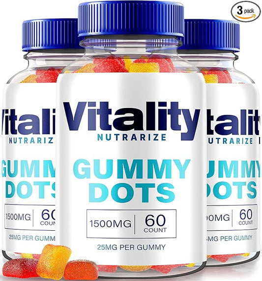 (Pack of 3 Vitality Gummy Dots, All Natural 500MG Supplement, for Overall Wellness, Official Dots Reviews (180 Gummies)