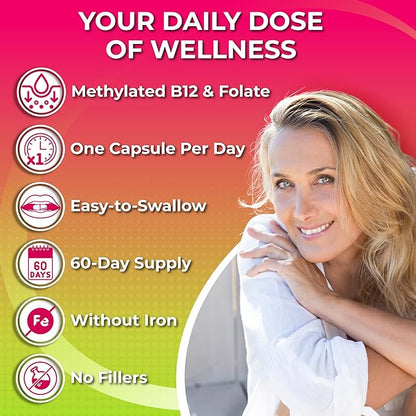 Women's Daily Multivitamin 50 Plus - Vegan Methylated Multivitamin for Women 50 and Over with Biotin, Organic Superfoods & Lutein - Eye, Energy, Gut & Optimal Health Support - Easy to Swallow Capsules
