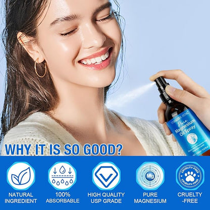 Magnesium Spray, Pure Magnesium Oil Spray Organic Natural in Glass Bottle, Easy to Absorb and Use 120ml