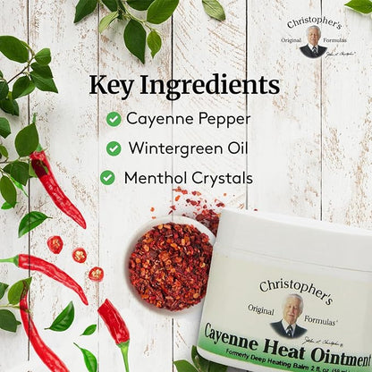 Christopher's Original Formulas Cayenne Heat Ointment, Warming Herbal Topical for Discomfort & Circulation, 2 fl oz