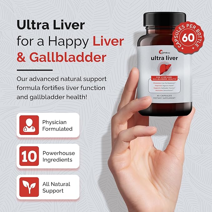 Ultra Liver Supplement for Liver Health and Gallbladder Support - Powered by TMG, NAC Milk Thistle, and More - 60 Capsules