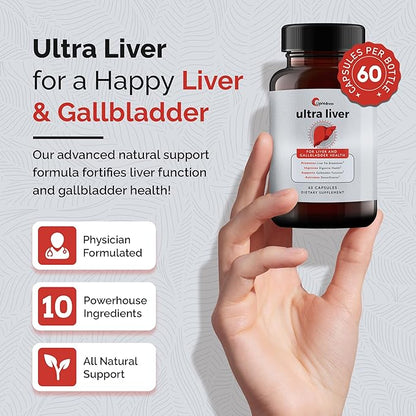 Ultra Liver Supplement for Liver Health and Gallbladder Support - Powered by TMG, NAC Milk Thistle, and More - 60 Capsules - 3 Pack