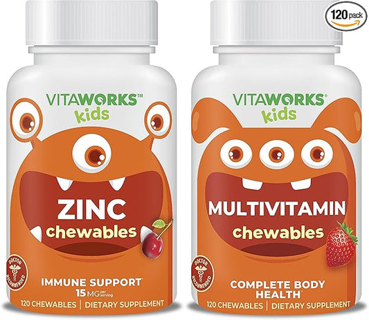 Kids Zinc 15mg Chewables + Multivitamin Chewables Bundle