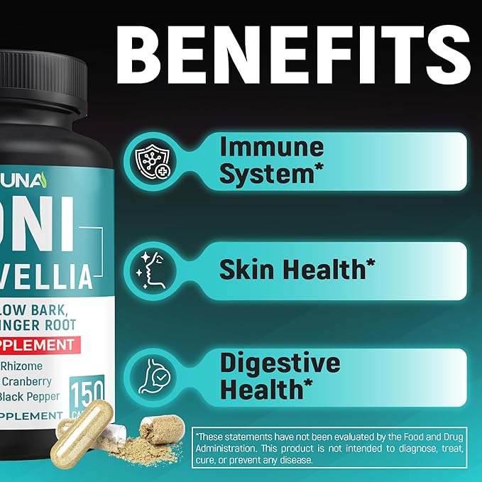 Noni Extract Capsules with Noni, Boswellia, White Willow Bark and More - 150 Capsules for 5 Months Supply