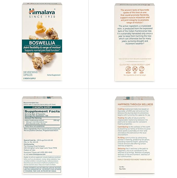 Himalaya Boswellia, Joint Support for Mobility and Flexibility, Promotes Tissue Preservation, 250 mg, 240 Capsules
