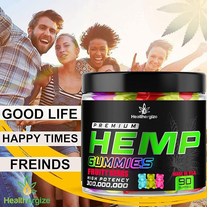 Hemp Gummies Premium Hemp Oil Gummy Bears Edibles-Natural Calm, Peace and Relaxation-Promote Sleep, Back-Natural Omega 3 6 9-High Potency Hemp-Made in USA