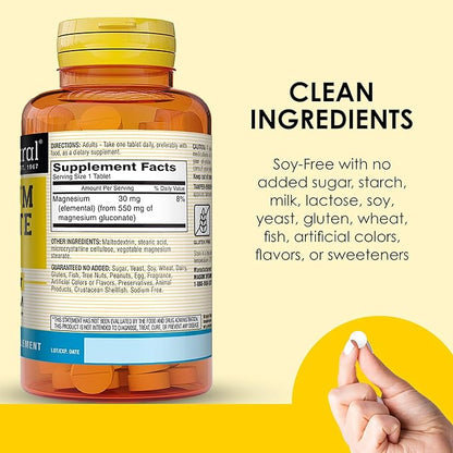 Mason Natural Magnesium Gluconate 550 mg, 100 Day Supply for Normal Healthy Heart and Nervous System Support