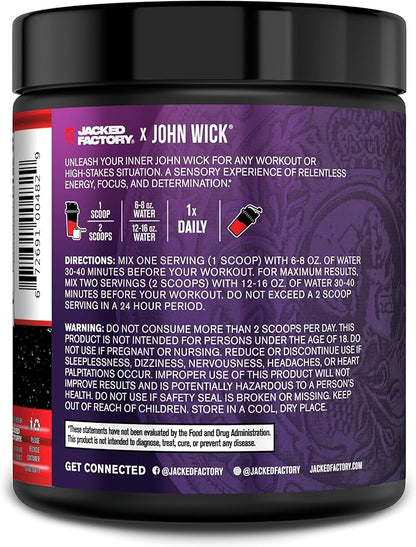 Jacked Factory X John Wick - Nitrosurge Wick Pre Workout Supplement - Intense Energy, Battle-Ready Focus, Unstoppable Commitment, and Sheer Will - 30 Servings, Osaka Cherry Blossom