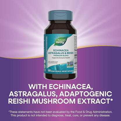 Nature's Way Echinacea Astragalus & Reishi, Immune Support*, 100 Capsules