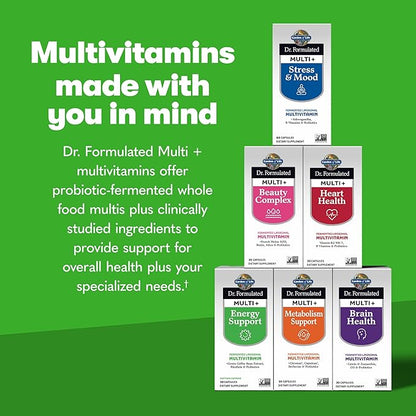 Garden of Life Dr. Formulated Multi+ Energy Support: Fermented Liposomal Multivitamin + Green Coffee Bean Extract, Rhodiola & Probiotics - Boost Energy, Support Digestion & Immune Health, 30 Capsules