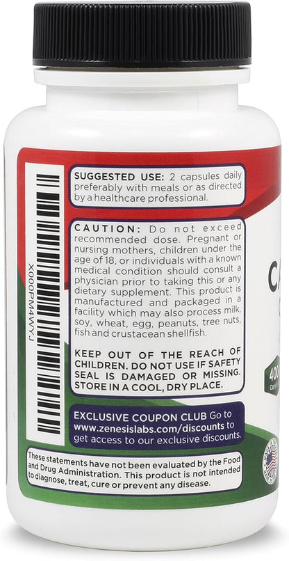 Zenesis Labs Candida Complex Cleanse Detox Caprylic Acid Supplement, Oregano Extract, Probiotics, Enzymes (60 Capsules, 30 Day Supply)