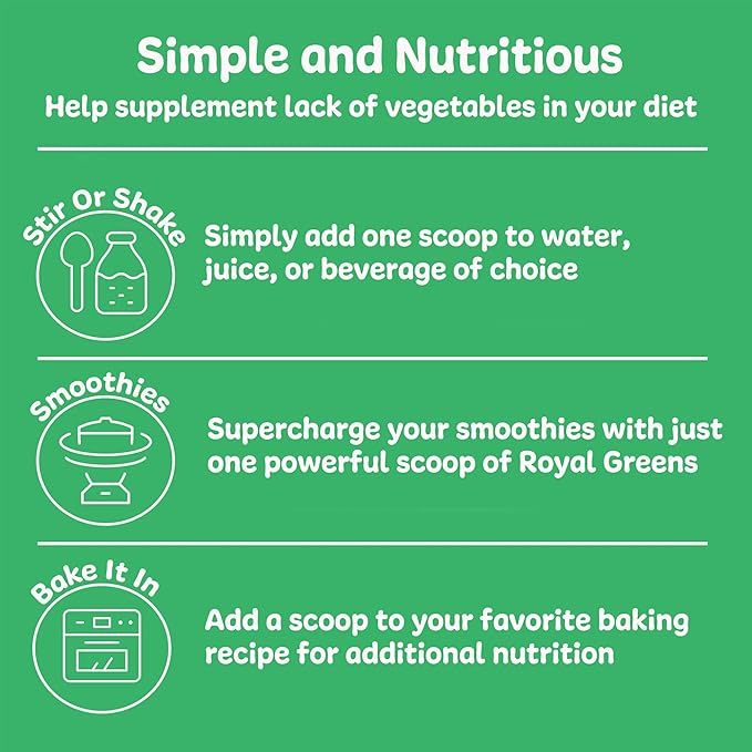 New Vitality Royal Greens Superfood Powder | Healthy Veggie Powder with Probiotics, Enzymes, Antioxidants, Wheat Grass & Greens 10.75oz (30 Day Supply)