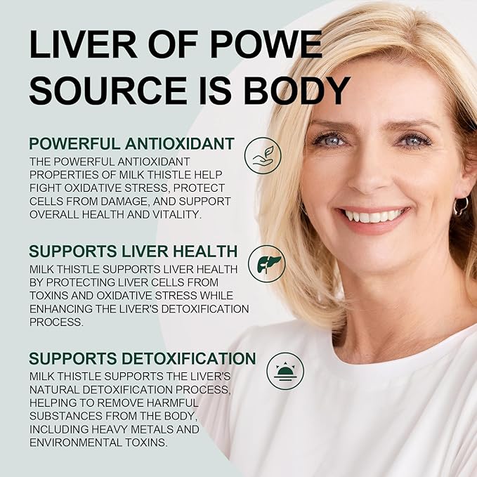 Milk Thistle Silymarin Marianum 630 mg Liver Support, Antioxidant Support, Detox, Liver Protection Capsules for Staying Up Late, Drinking and Hangover, Dull Skin