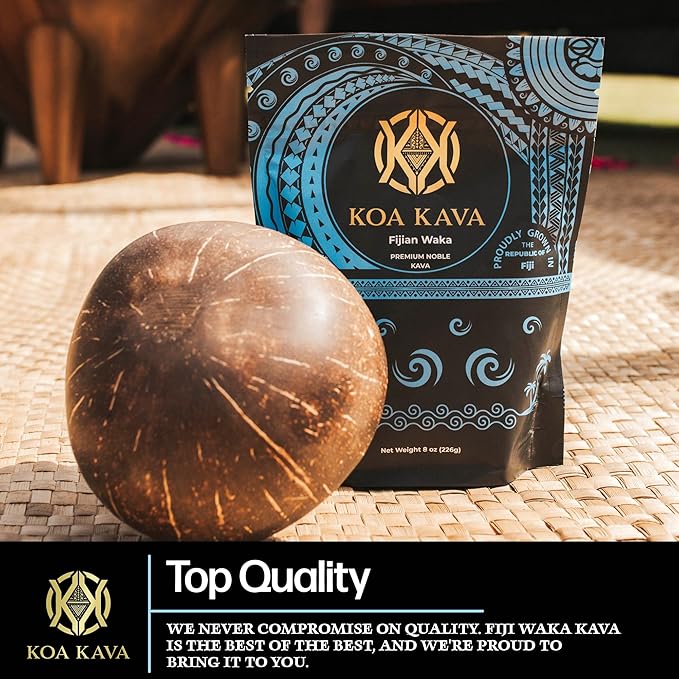 1 Pound Premium Fijian Waka Kava from Koa Kava with a Drawstring Kava Strainer to make Kava Tea