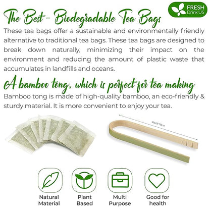 FreshDrinkUS, Premium 105 Bay Leaf Tea Bags, 100% Natural & Pure from Bay Leaves. Loose Leaf Bay Herbal Tea. Made with Natural Material Tea Bags, No Sugar, No Caffeine, No Gluten, Vegan.