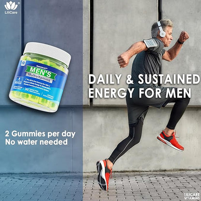 Mens Multivitamins Gummies, Multiminerals, Vegan Omega 3, CoQ10, Probiotics, Daily Mens Vitamins A C D3 E B6 B12, Methylated Multivitamin for Men - Energy, Immunity, Sugar Free, Vegan (No Iron) 60 Cts