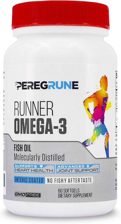 Runner Omega 3 Fish Oil – Triple Strength Nutritional Sport Supplement - Helps Support Heart & Joint Health for Running with Omega- EPA & DHA - 1000 mg, 1 Month Capsules for Men and Women