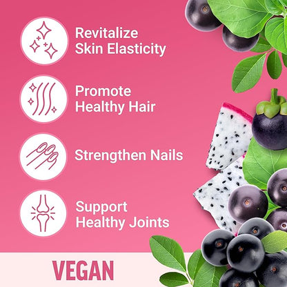FORCE FACTOR Collagen Boosting Superfoods, Vegan Collagen Booster for Women, With Biotin, Hyaluronic Acid, and Vitamin C, For Hair, Skin, Nails, & Joint Support, Tropical Fruit, 120 Soft Chews, 2-Pack