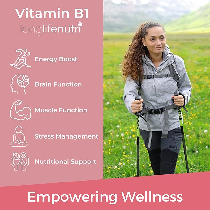 Vitamin B1 Liquid Drops - Thiamine Mononitrate Organic Supplement for Energy and Nerve Health, Fast Absorption, 4 FL OZ, 5-Month Supply, Lab Tested, Made in USA