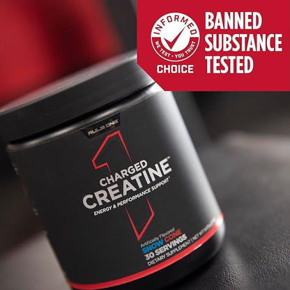 Rule 1 Charged Creatine - Multi-Function Workout Supplement with Creatine, Electrolyte, and Energy Blends for Intensity, Performance, & Hydration Support (30 Servings, Sour Candy)