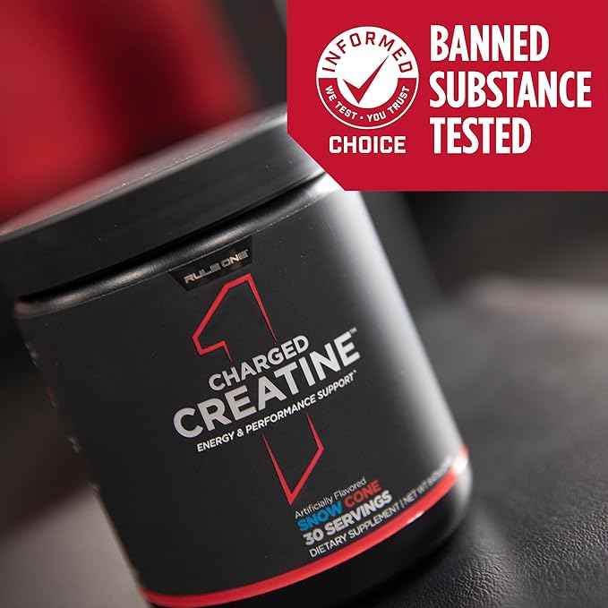 Rule 1 Charged Creatine - Multi-Function Workout Supplement with Creatine, Electrolyte, and Energy Blends for Intensity, Performance, & Hydration Support (30 Servings, Snow Cone)