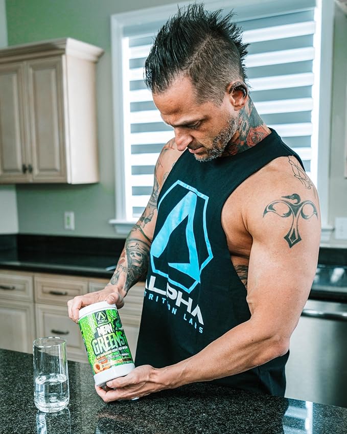 Mean Greens - Sports Greens + Reds Advanced Superfood Immunity and Gut Health | Cordyceps | Delicious Chocolate Fudge Flavor - 30 Servings