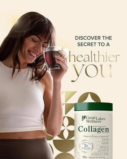 Great Lakes Wellness Collagen Peptides Powder for Skin, Hair, Nails, Joints & Digestion - Variety Flavors - Quick Dissolve Hydrolyzed, Non-GMO, Kosher - 20 Sticks