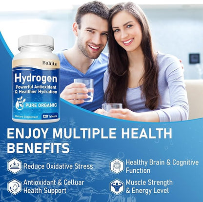 Hydrogen Water Tablets with Magnesium, Molecular H2 Hydrogen Tablets for Drinking Water, Brain Health & Cognitive Support, Non-GMO, Gluten Free, 120 Count