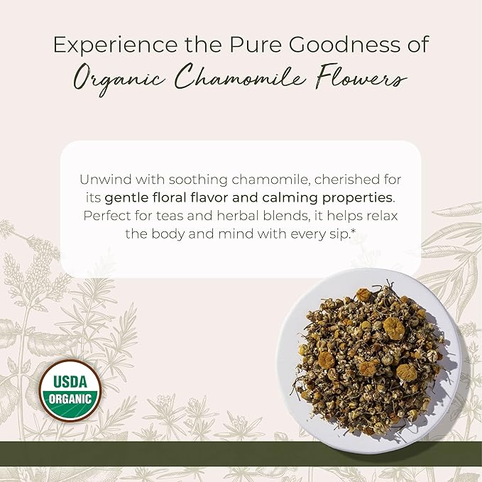 Starwest Botanicals Organic Chamomile Flower Whole (Egypt), 4 Ounces
