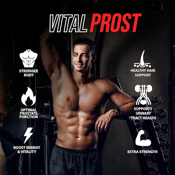 Vital Prost - Saw Palmetto and Yohimbine for Prostate Health, Urinary Support, Energy Boost, Balance Hormone Levels - Natural Dietary Supplement for Men (60 Capsules)