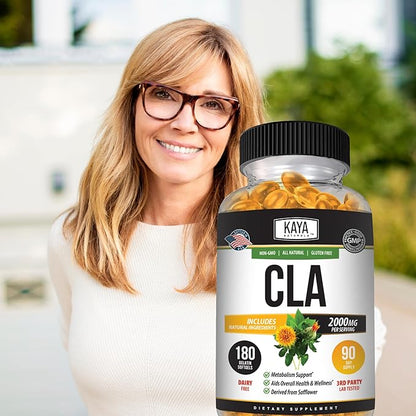 Kaya Naturals CLA Capsules – Conjugated Linoleic Acid – Non-GMO & Gluten-Free (180 Count (Pack of 1))